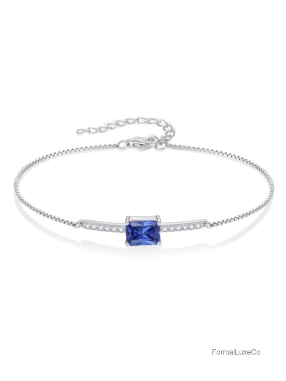 925 Sterling Silver Halo Rectangular Cut CZ Bracelet